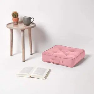 Homescapes Pink Rajput Ribbed Cotton Floor Cushion