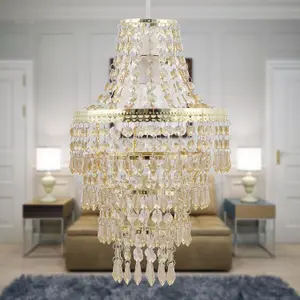 First Choice Lighting Set of 2 Gold Tiered Chandelier Style Light Shades