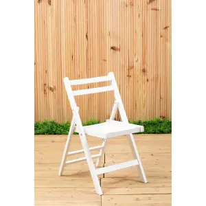 Interiors by Premier Wood White Finish Folding Chair, Space-saver Camping Chair, Easy Foldable Wood Chair, Easy to Clean Chair