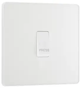 BG PCDCL14W Pearlescent White Evolve 10AX 1 Way Press Switch - White Insert