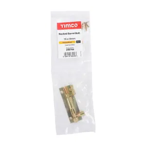 TIMCO Necked Barrel Bolt Polished Brass - 75 x 25mm