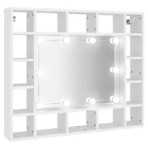 Berkfield Mirror Cabinet with LED White 91x15x76.5 cm