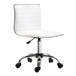 HOMCOM Armless Mid-Back Adjustable Office Chair with 360 Swivel White