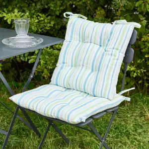 Set of 6 Blue Striped Cotton Indoor Outdoor Garden Furniture Dining Chair Seat Pad Cushions