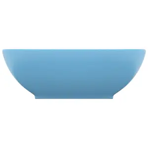 Berkfield Luxury Basin Oval-shaped Matt Light Blue 40x33 cm Ceramic