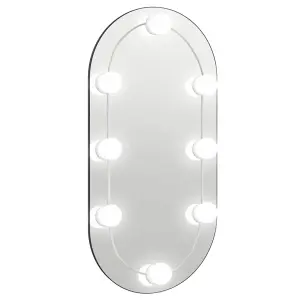 Berkfield Mirror with LED Lights 60x30 cm Glass Oval