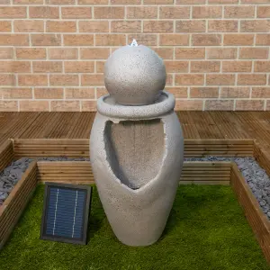 Outdoor Patio Decking Freestanding Solar Powered Round Ball Vase Garden Water Feature Eco Friendly