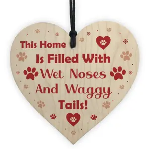 Red Ocean Handmade Wooden Hanging Heart Plaque Gift Perfect for Dog Lovers Pet Keepsake Novelty Decoration