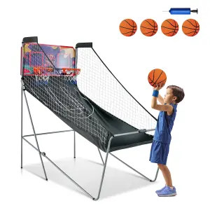 Costway Electronic Basketball Arcade Game Foldable Basketball Game 2 Player Shot 8 Modes