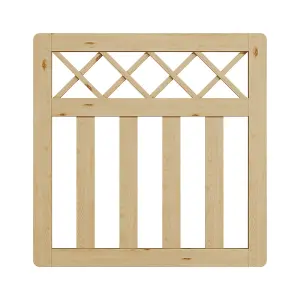 Wood Colour Outdoor Cross Top Wooden Garden Gate Pedestrian Fence Yard Door with Accessory Kit,90cm x 90cm