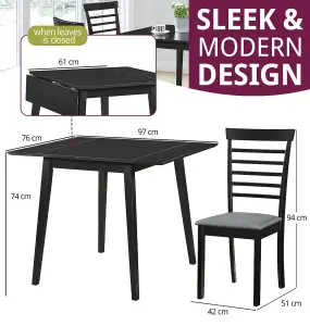 Hallowood Furniture Ledbury Drop Leaf Rectangular Table with 4 Chairs in Black Finish