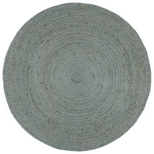 Handmade Rug Jute Round 240 cm Olive Green