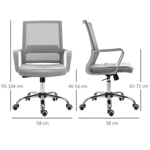 Vinsetto Mesh Office Chair Desk Chair w/ Swivel Seat Adjustable Height Grey