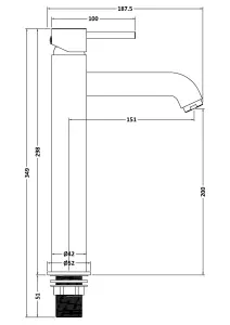 Round Minimalist Tall Mono Basin Mixer Tap - Brushed Brass