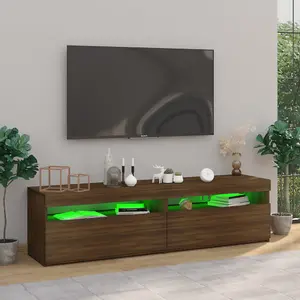 Berkfield TV Cabinet with LED Lights 2 pcs Brown Oak 75x35x40 cm