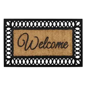 JVL Orana Embossed Rubber Tuffscrape Coir Doormat, 40x70cm