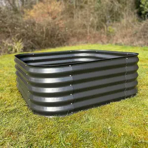 Set of 2 x Large Metal Raised Vegetable Bed in Dark Grey (120cm)