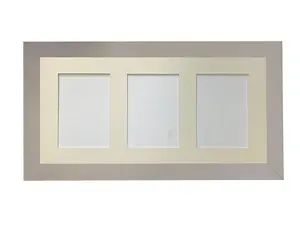 Metro Light Grey Frame with Ivory Mount for 3 Image Sizes 7 x 5 Inch