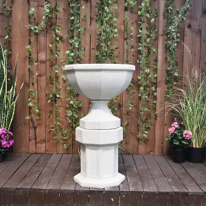 Octagonal Sandstone Garden Urn on Plinth