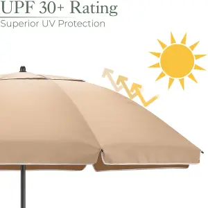 Portable Beach Parasol Tilting - Taupe