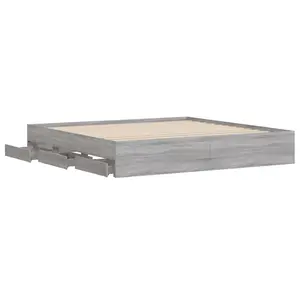 Berkfield Bed Frame with Drawers without Mattress Grey Sonoma 180x200 cm Super King