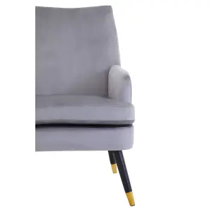 Interiors by Grey Velvet Armchair, Built to Last Lounge Chair, Easy to Maintain Velvet Chair, Reliable Armchair