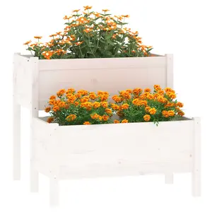 Berkfield Planter White 84.5x84x75 cm Solid Wood Pine