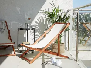 Sun Lounger Wood Dark Wood ANZIO