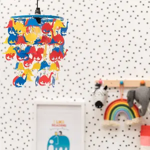 ValueLights Children's Multi-Coloured Dinosaur Nursery Bedroom Ceiling Pendant Light Shade