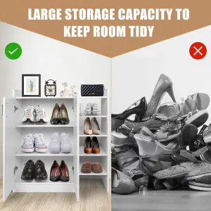 Costway Wooden Shoe Cabinet 2-Door Storage Entryway Shoes Organizer w/Adjustable Shelves