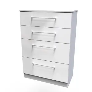 Chester 4 Drawer Deep Chest in White Gloss (Ready Assembled)