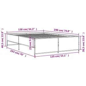 Berkfield Bed Frame without Mattress Grey Sonoma 135x190 cm Double