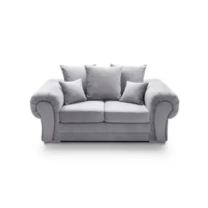 Verona 2 Seater Sofa in Light Grey Crushed Chenille