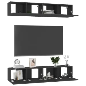 Berkfield TV Cabinets 4 pcs Black 80x30x30 cm Engineered Wood