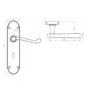 Epsom Door Handles Key Lock Scroll Lever - Satin Pack