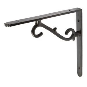 Hammer & Tongs Scroll Iron Shelf Bracket - D205mm - Black - Pack of 4