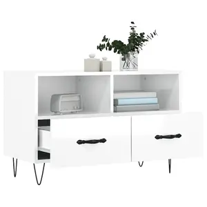 Berkfield TV Cabinet High Gloss White 80x36x50 cm Engineered Wood