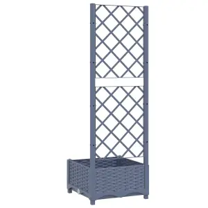 Berkfield Garden Planter with Trellis Dark Grey 40x40x121.5 cm PP