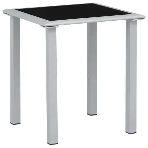 Berkfield Garden Table Black and Silver 41x41x45 cm Steel and Glass