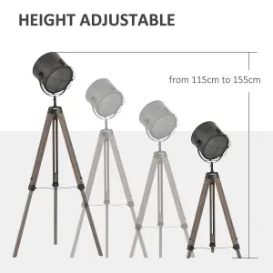 HOMCOM Tripod Floor Lamp Height Adjustable E27 Base for Living Room Bedroom