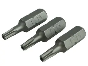 Faithfull  Security S2 Grade Steel Screwdriver Bits T15S x 25mm (Pack 3) FAISBT1525S