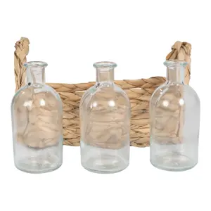 Set of 3 Vases With Grass Tray