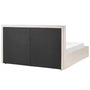 Fabric EU Super King Size Ottoman Bed Beige MOISSAC