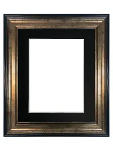 Scandi Black & Gold Frame with Black Mount for Image Size 12 x 10 Inch