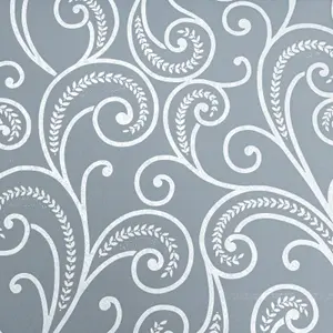 Grey Silver Textured Metallic Swirl Paisley Shimmer Wallpaper Feature Wall Living Room