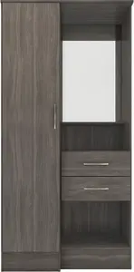 Nevada Vanity 1 Door Wardrobe in Black Wood Grain Effect