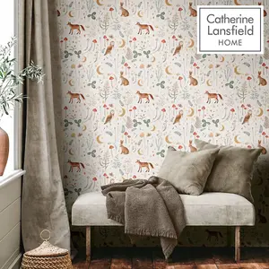 Catherine Lansfield Enchanted Twilight Wallpaper Natural Muriva 206531