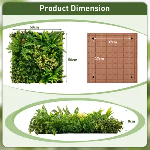 COSTWAY 2 Pack Square Artificial Foliage Wall 50 x 50 cm 3D Hanging Greenery Hedge