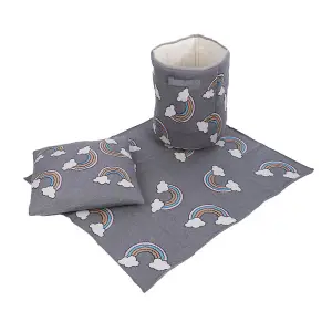 Penguin Home 100% Cotton Set of Knitted Basket, Cushion & Blanket