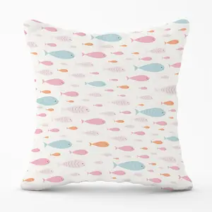 Hand Drawn Swimming Fish Cushions 45cm x 45cm